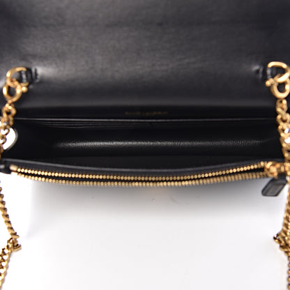 Saint Laurent Suede Sequin Bead Embellished Classic Monogram Kate Tassel Chain Wallet Black Multicolor 5 of 10