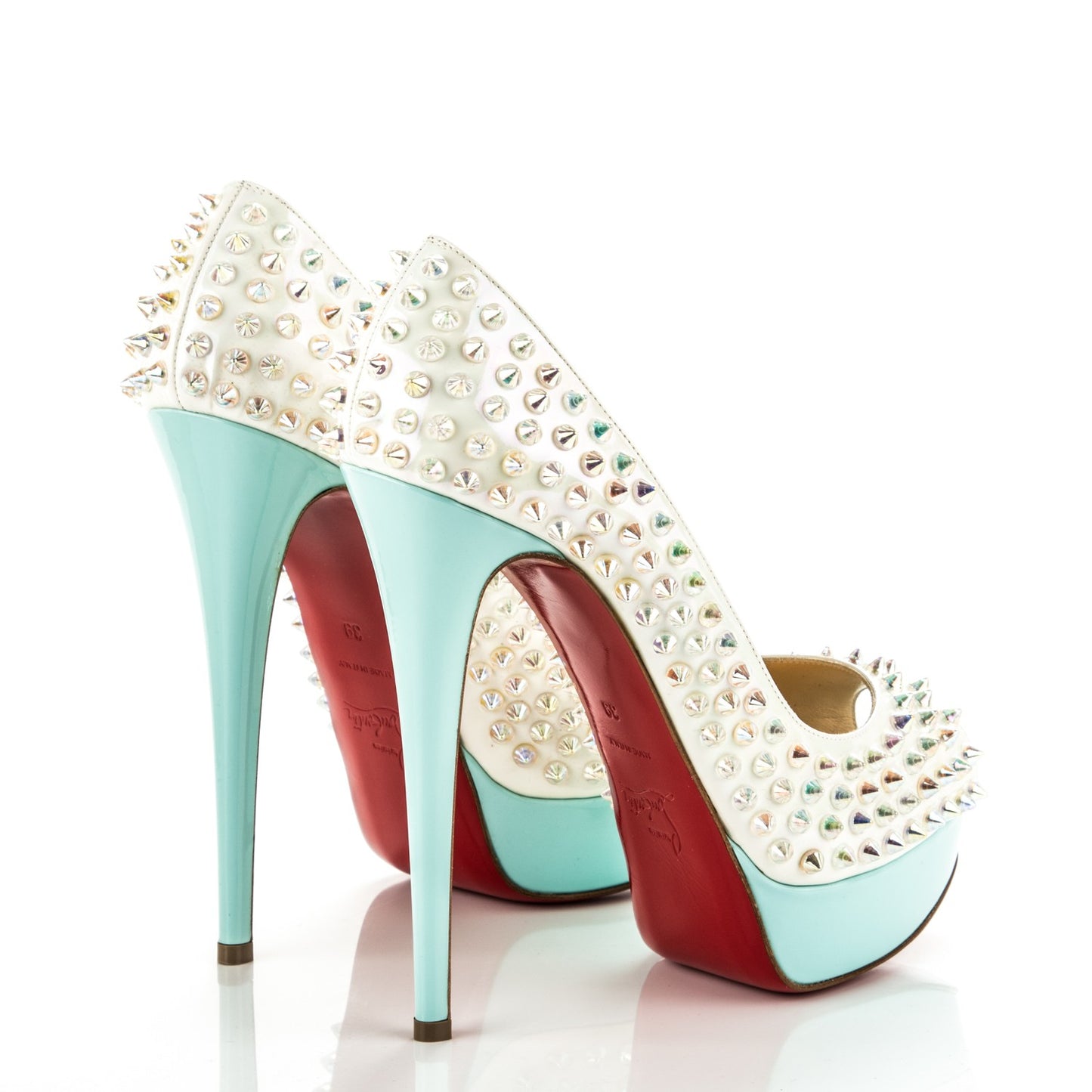 Patent Lady Peep Spikes 150 Pumps 39 Multicolor Clear
