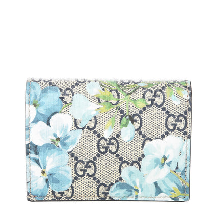 Gucci GG Supreme Monogram Blooms Card Case Wallet Beige Blue Navy Hibiscus Red 1 of 7