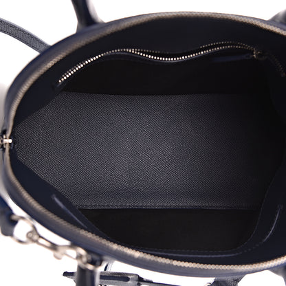 Balenciaga Signature Grained Calfskin Logo S Ville Top Handle Bag Bleu Canopee White 5 of 10