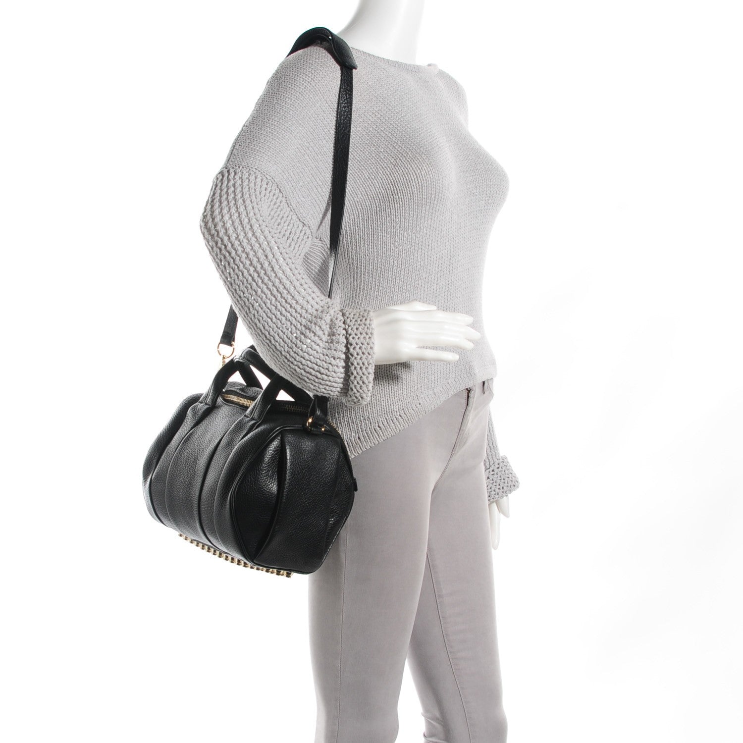 Alexander Wang Pebbled Lambskin Rockie Black Pale Gold Hardware 2 of 7