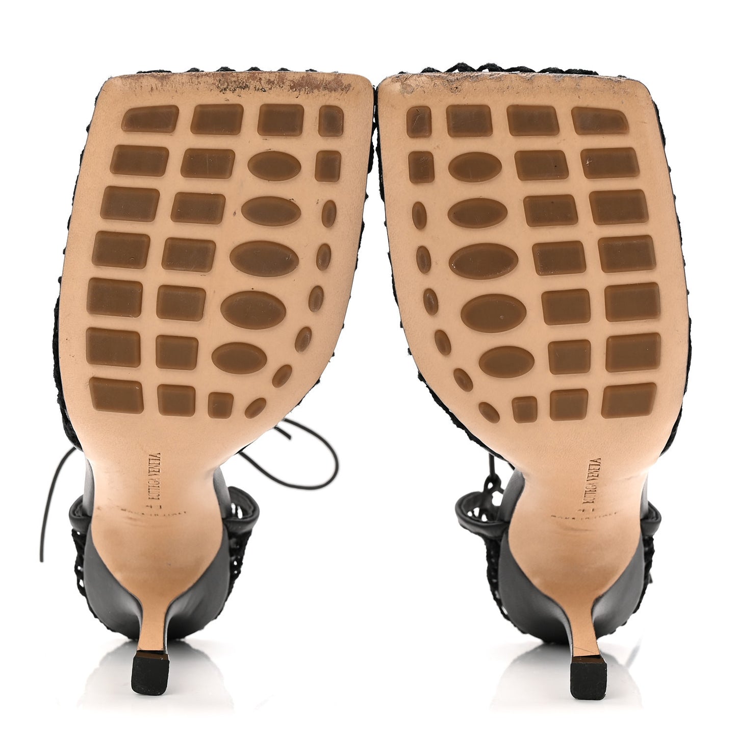 Mesh Nappa Stretch Ankle Tie 90mm Sandals 41 Black