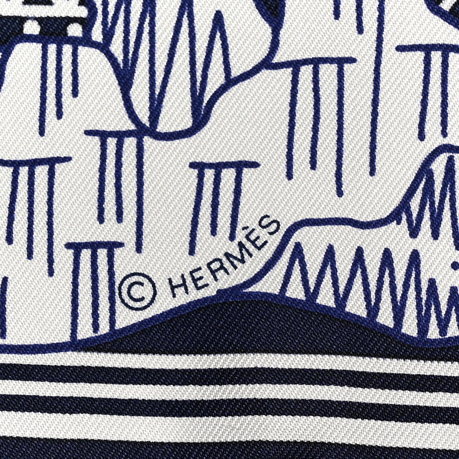 Hermes Silk Les Canyons Etoiles Bandana Scarf 55 Marine White 3 of 3