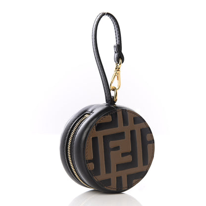 Fendi Calfskin FF 1974 Embossed Help Bag Charm Maya Black 5 of 10