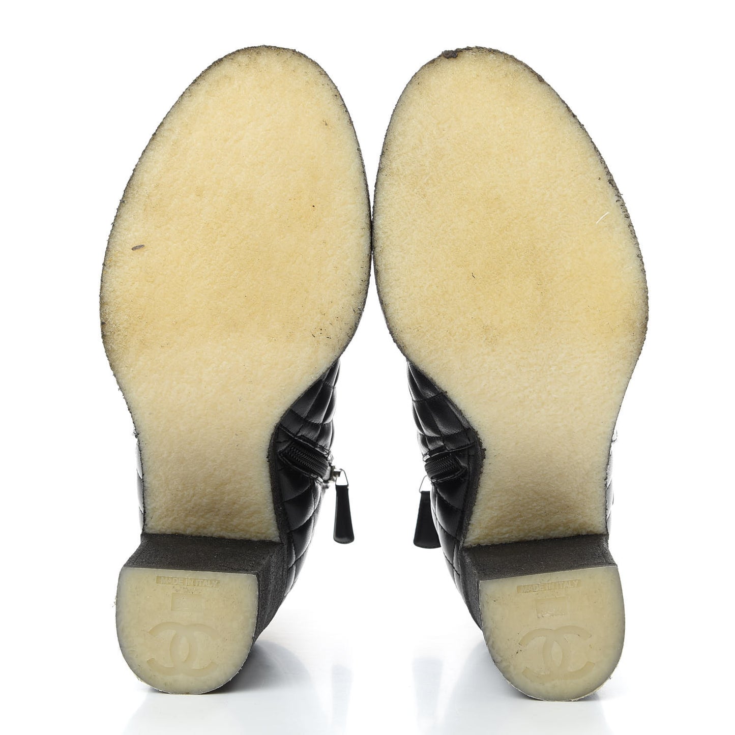 Lambskin Quilted Turnlock Boots 38.5 Black