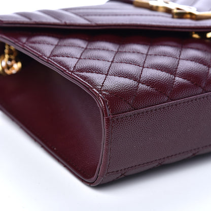 Saint Laurent Grain De Poudre Textured Mixed Matelasse Medium Triquilt Monogram Satchel Rouge Legion 7 of 9