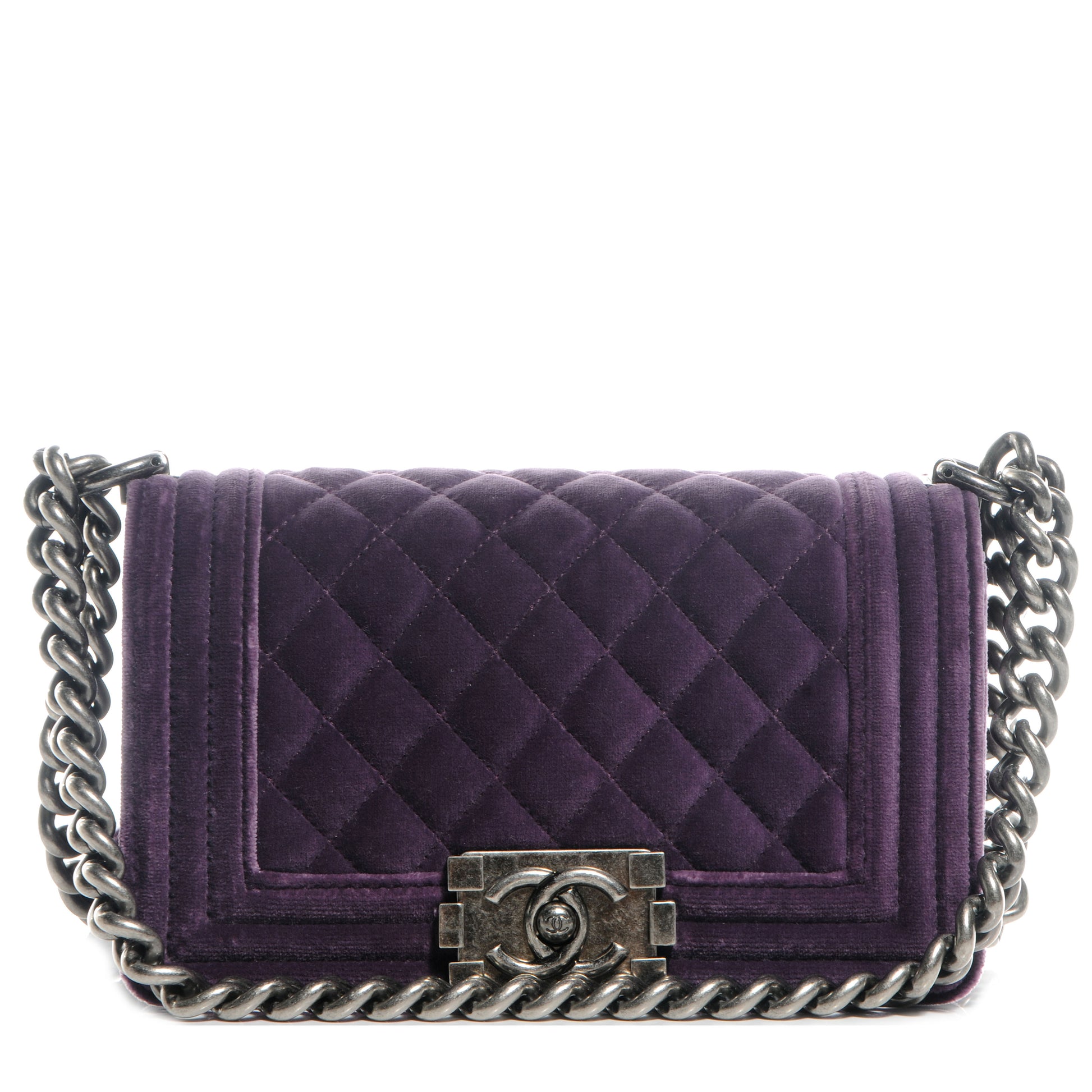Chanel Velvet Quilted Small Boy Flap Purple 1 of 7