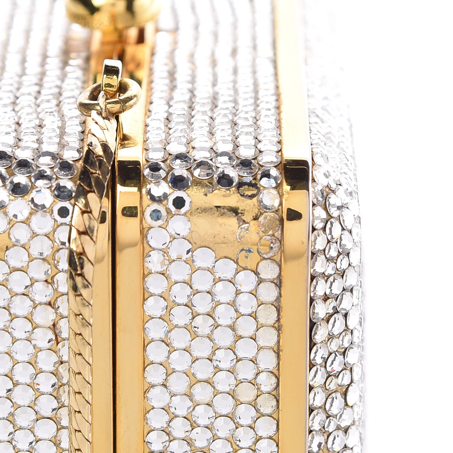 Judith Leiber Swarovski Crystal Minaudière Clutch Silver Gold 16 of 16