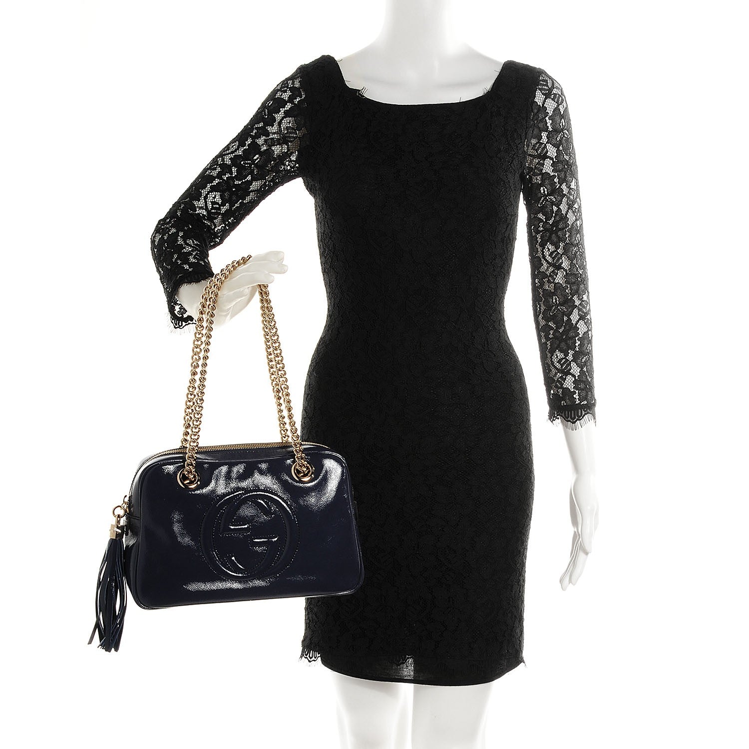 Gucci Soft Patent Small Soho Bowler Uniform Blue 2 of 9