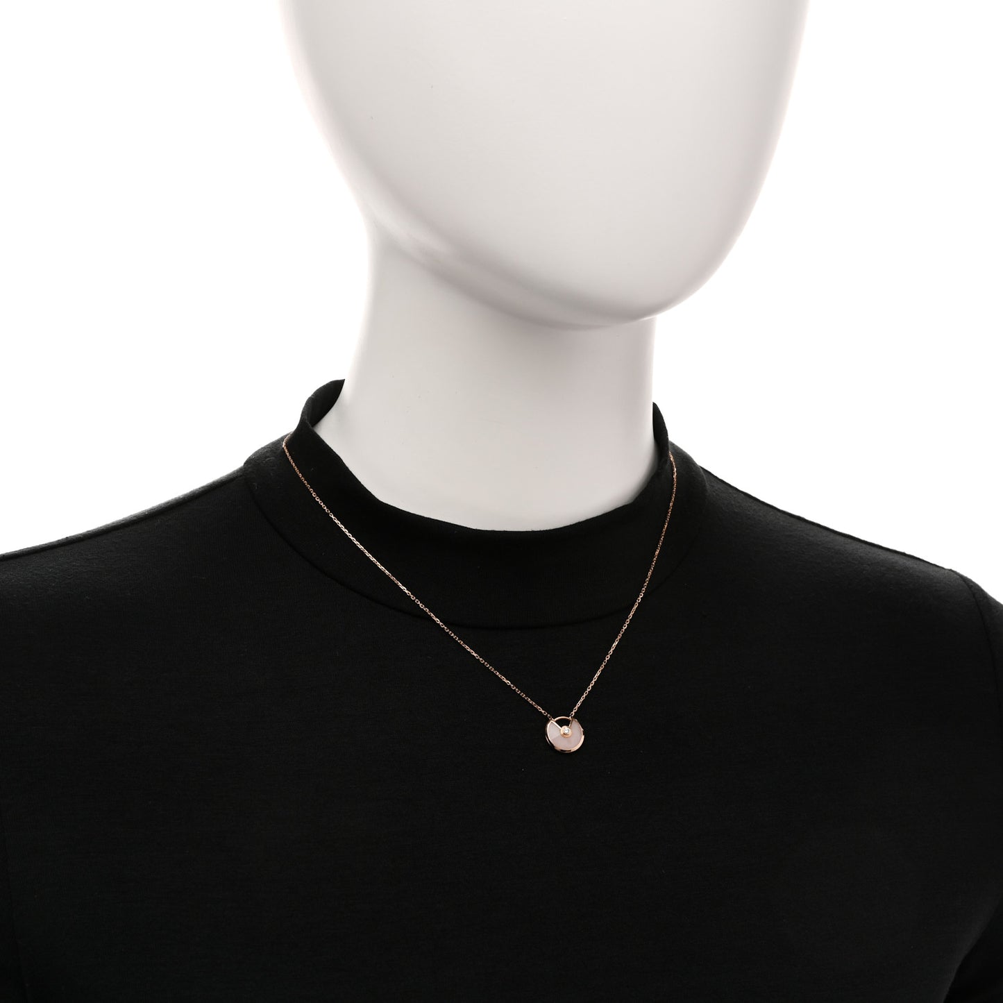 18K Pink Gold Diamond Pink Opal XS Amulette de Cartier Pendant Necklace