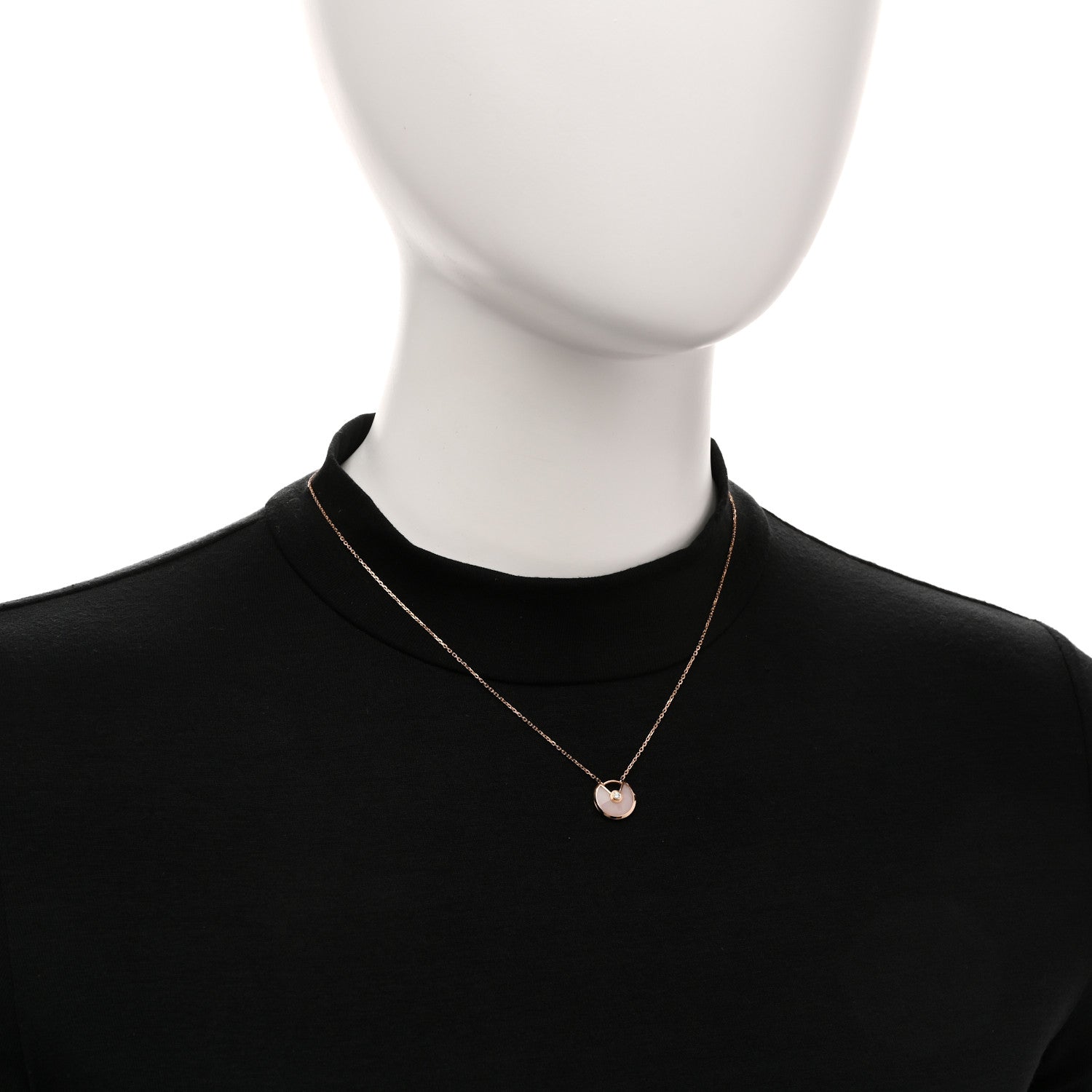 Cartier 18K Pink Gold Diamond Pink Opal XS Amulette de Cartier Pendant Necklace 2 of 5
