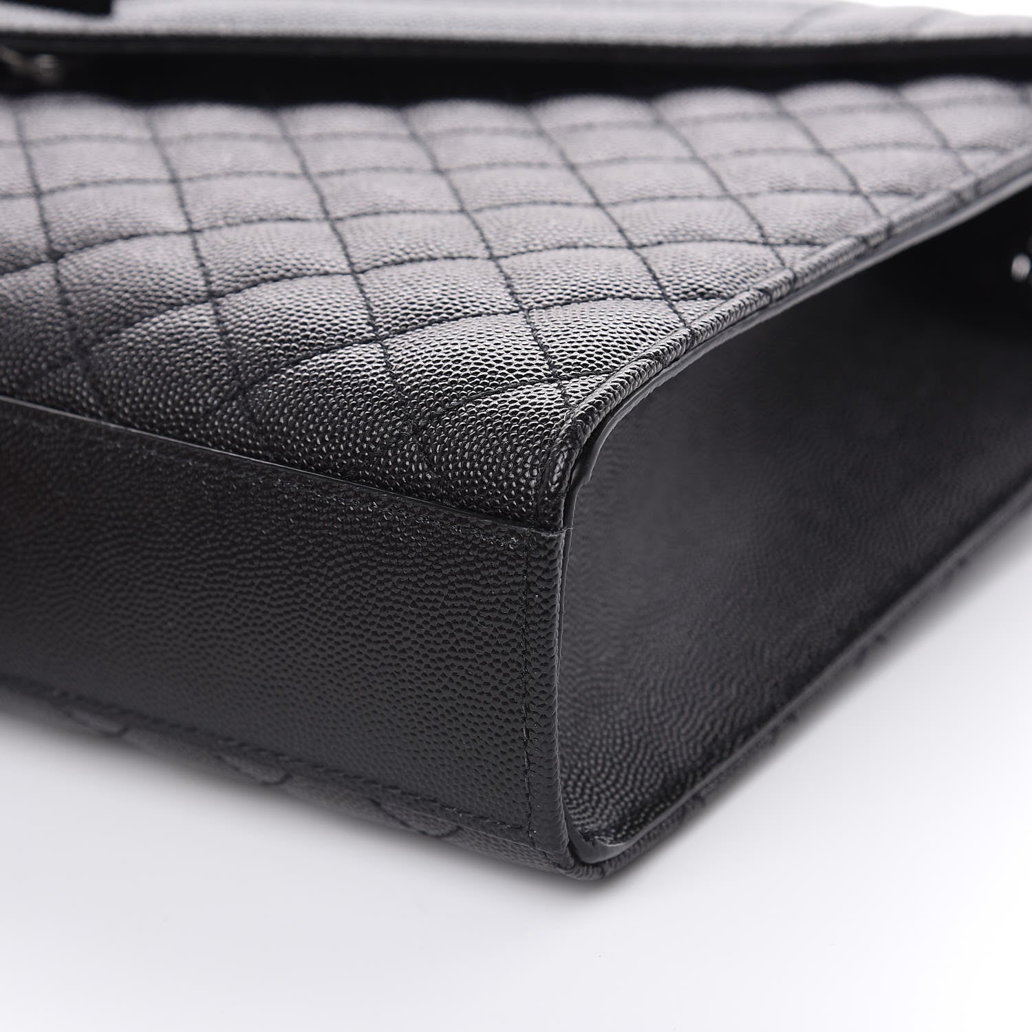 Saint Laurent Grain De Poudre Textured Mixed Matelasse Large Triquilt Monogram Monochrome Satchel Black 9 of 10