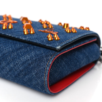 Christian Louboutin Denim Calfskin Patent Spikes Loubinthesky Paloma Clutch Blue 8 of 9