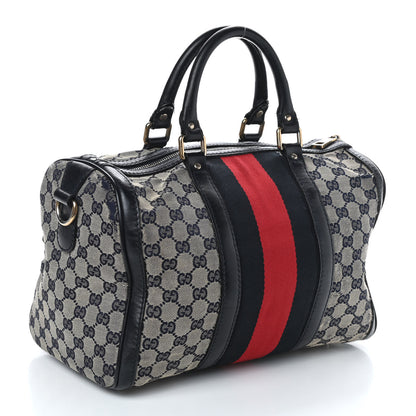 Gucci Monogram Selleria Calfskin Vintage Web Medium Boston Beige Blue 2 of 4