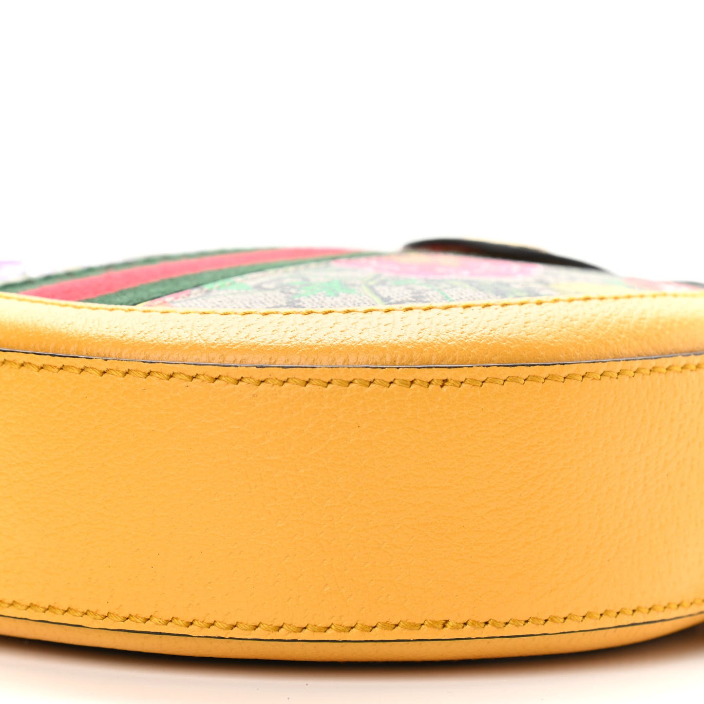 GG Supreme Monogram Flora Web Mini Ophidia Round Shoulder Bag Beige Multicolor Crop