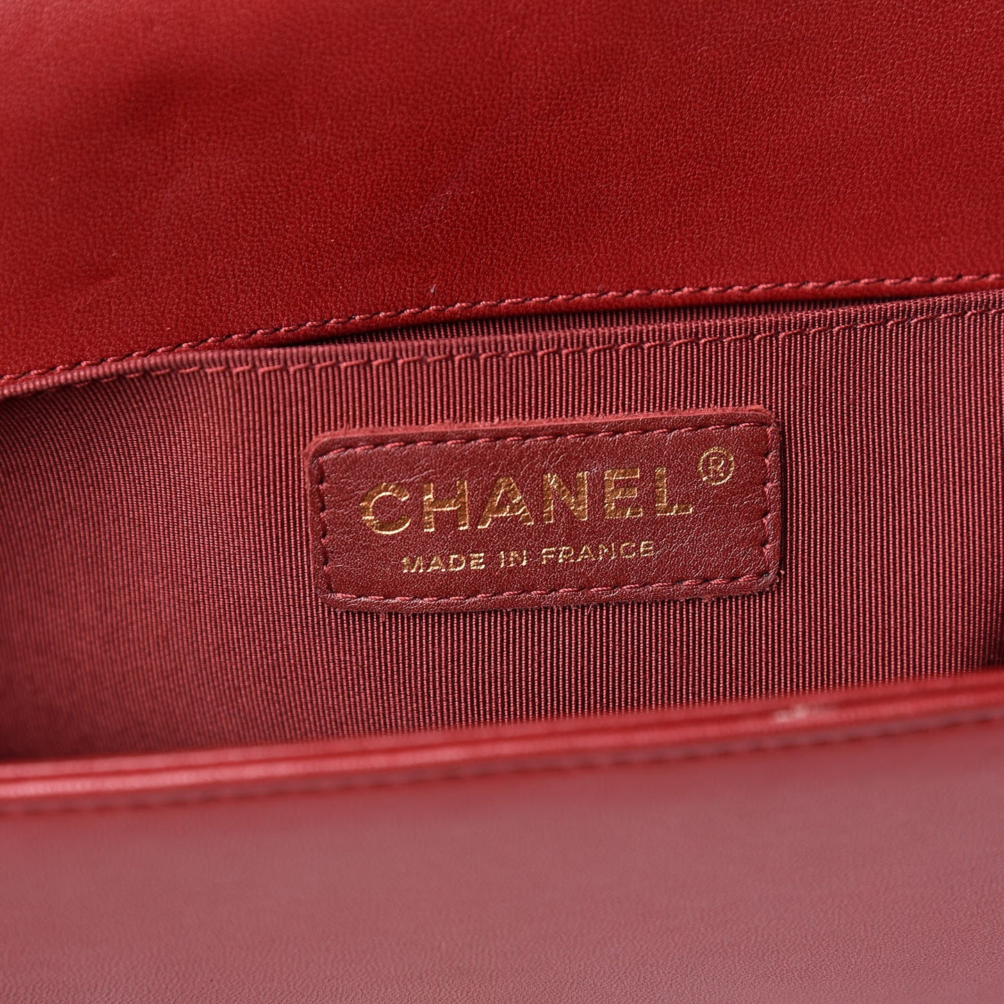 Lambskin Quilted Medium Boy Flap Dark Red