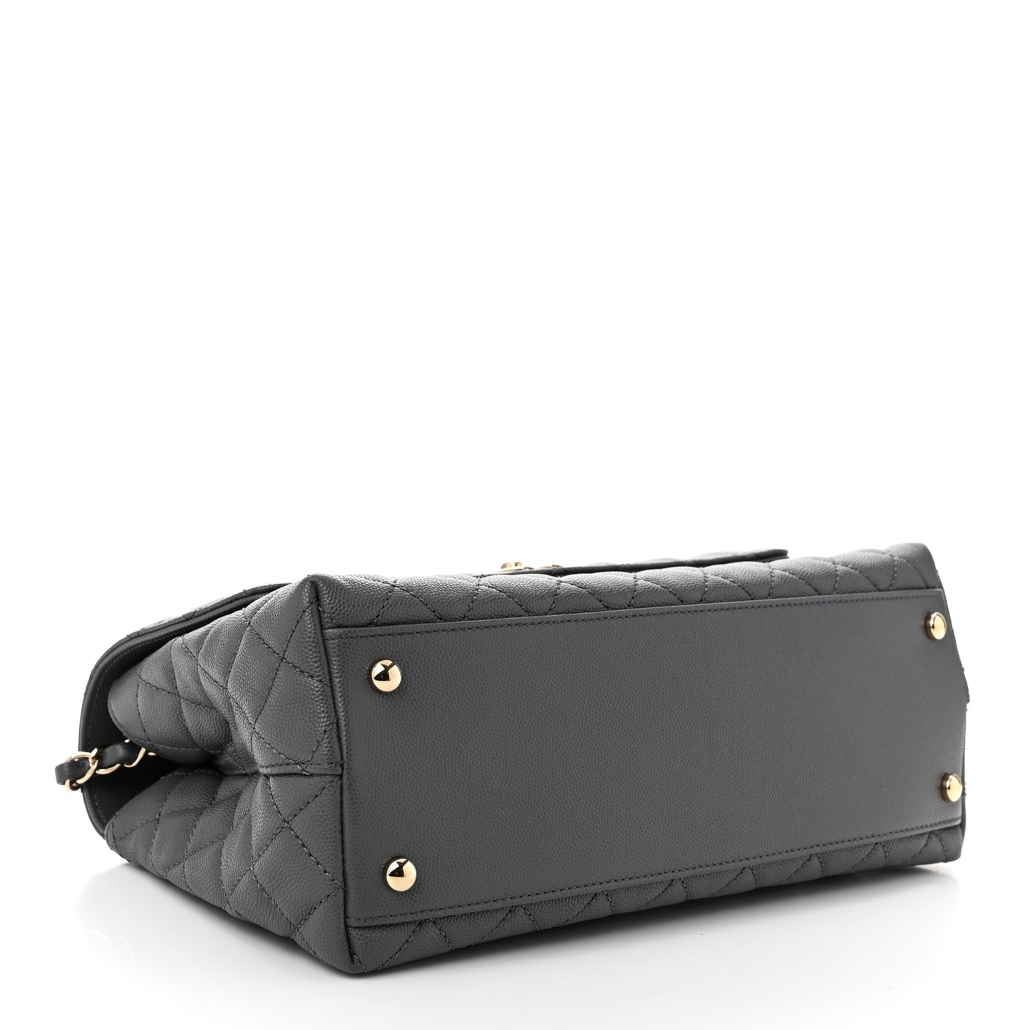 Caviar Quilted Small Coco Handle Flap Dark Grey