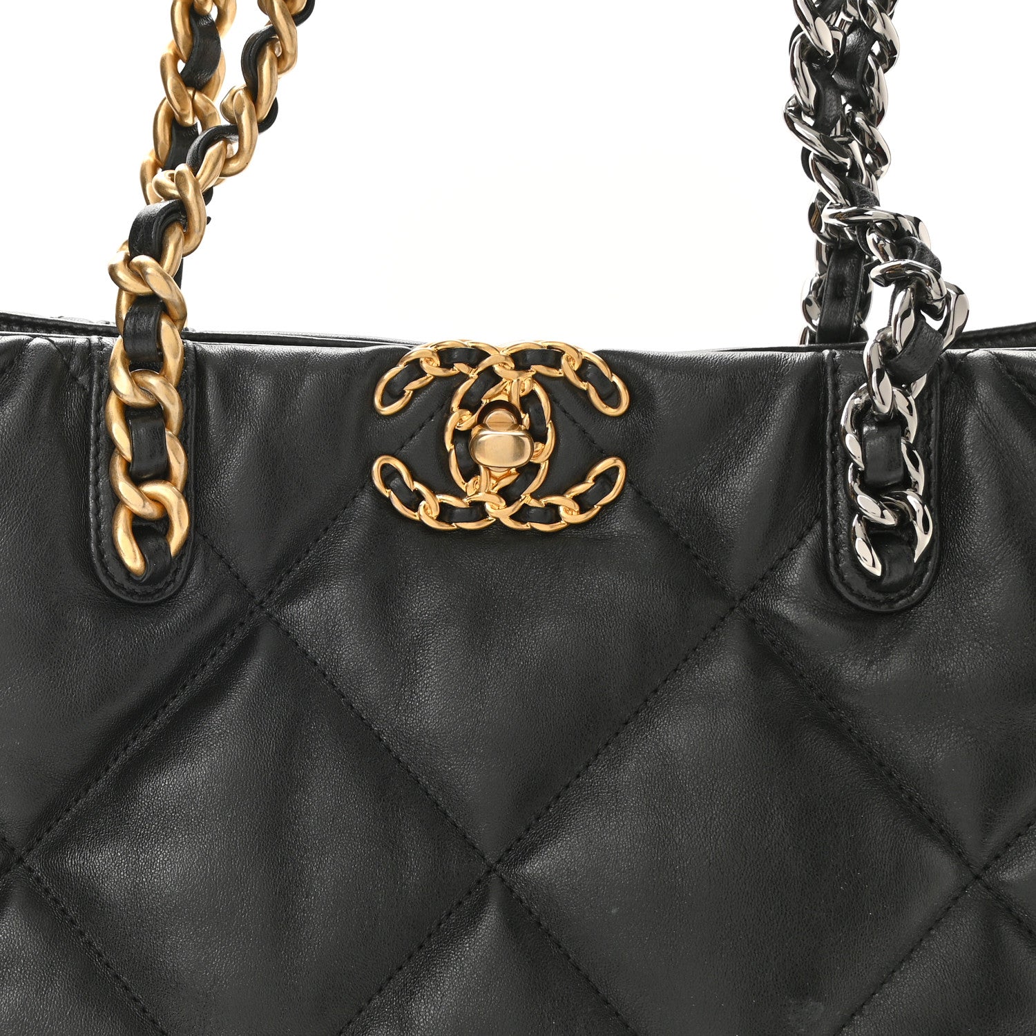 Chanel Lambskin Quilted Chanel 19 Shopping Bag Black 8 of 10