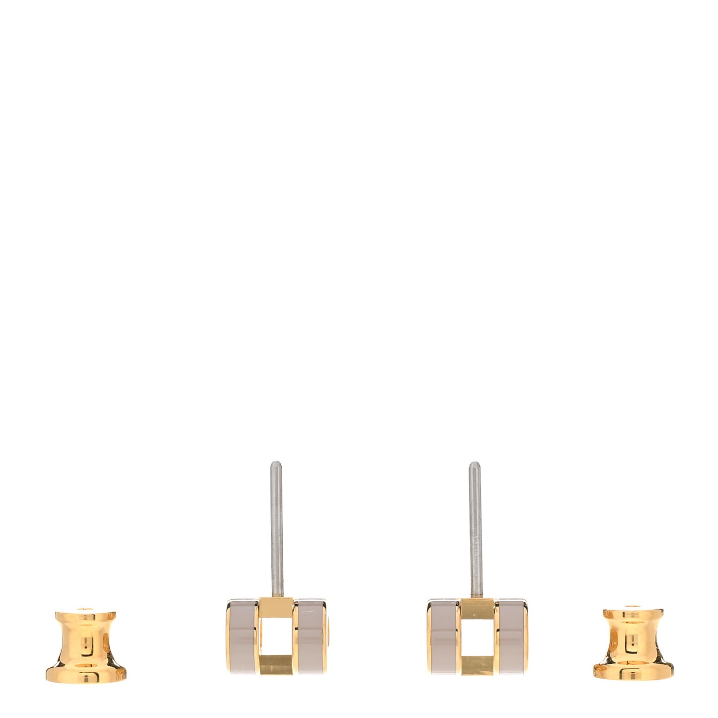 Gold Lacquered Mini Pop H Earrings Marron Glace