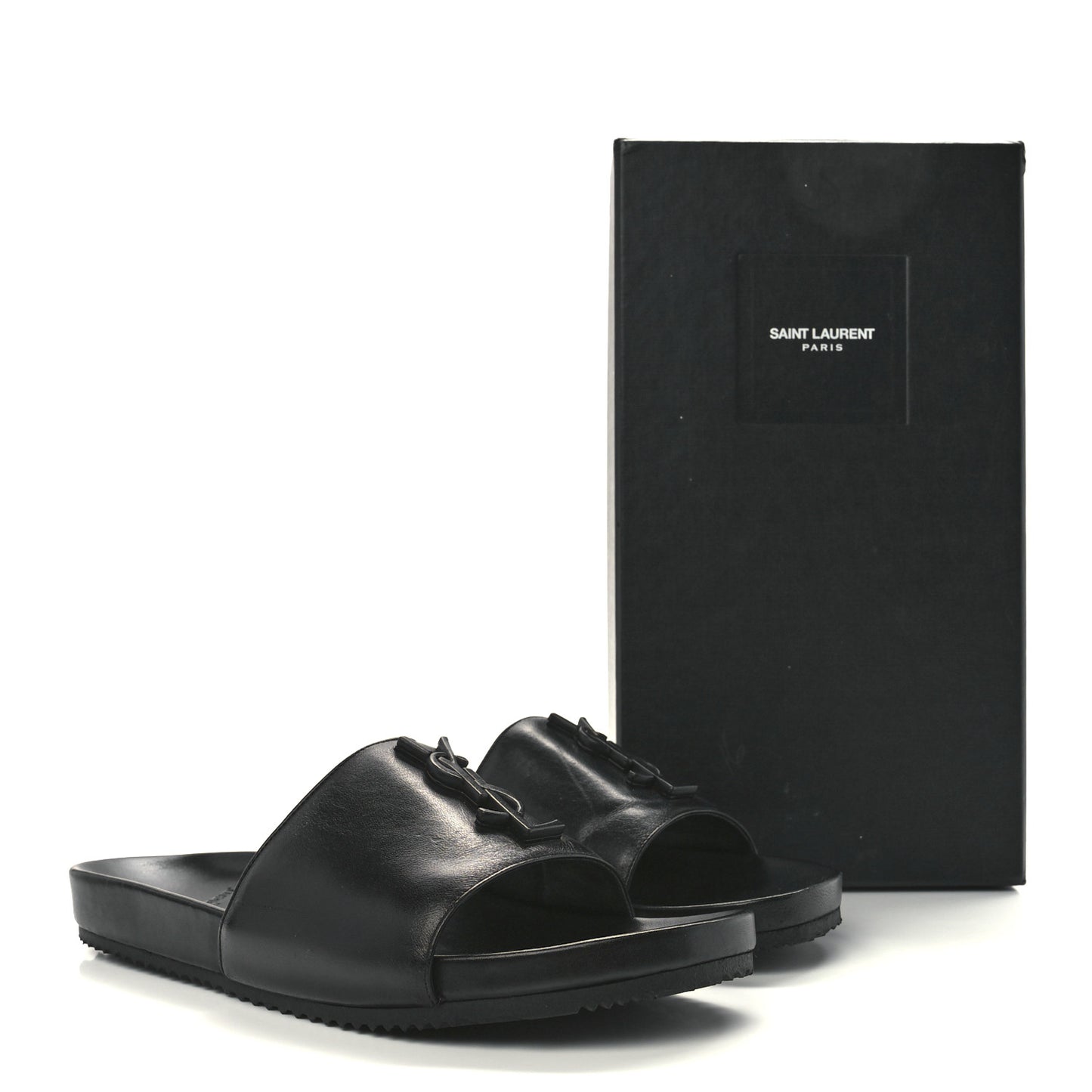 Calfskin Monogram Jimmy Joan Slide Sandals 38.5 Black