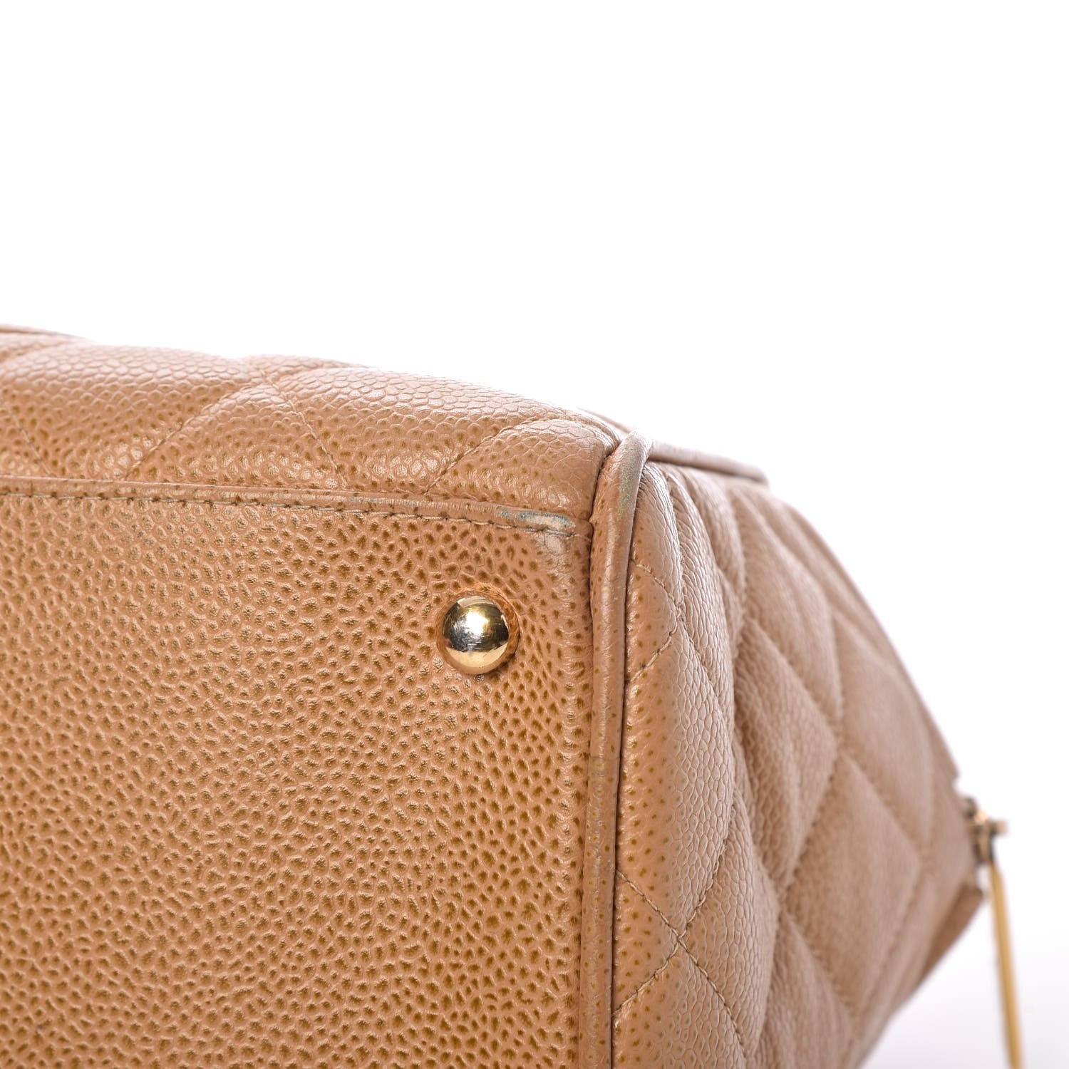 Chanel Caviar Quilted Large Bowler Bag Beige 10 of 15
