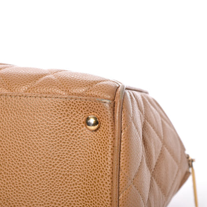 Chanel Caviar Quilted Large Bowler Bag Beige 10 of 15