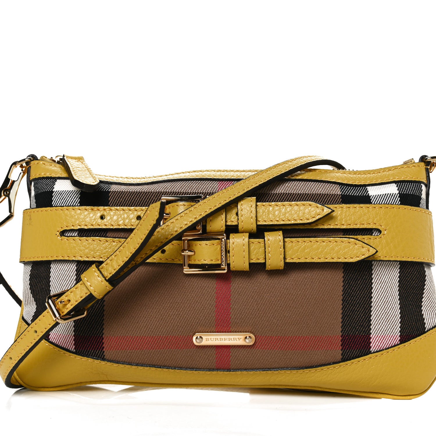Burberry House Check Bridle Calfskin Peyton Crossbody Yellow 10 of 14