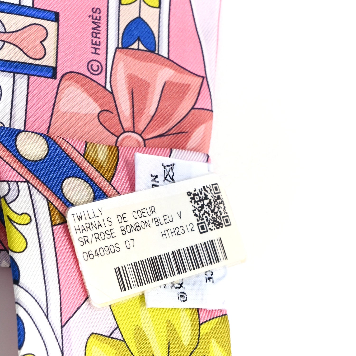 Hermes Silk Harnais De Coeur Twilly Rose Bonbon Blue 3 of 3