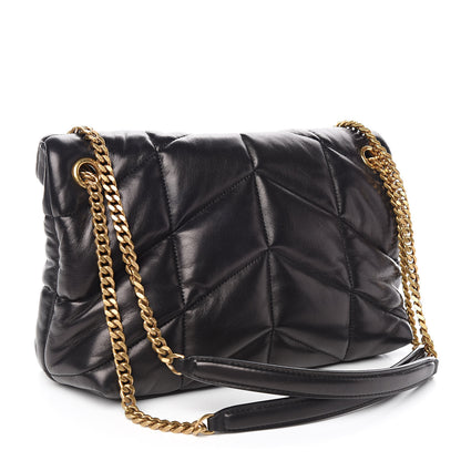 Saint Laurent Lambskin Quilted Small Loulou Puffer Monogram Chain Satchel Black 3 of 12
