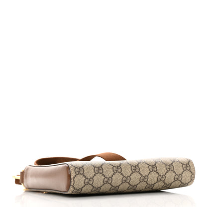Gucci GG Supreme Monogram Azalea Calfskin Retro Interlocking G Flat Messenger Bag Beige Ebony Brown Sugar 4 of 9
