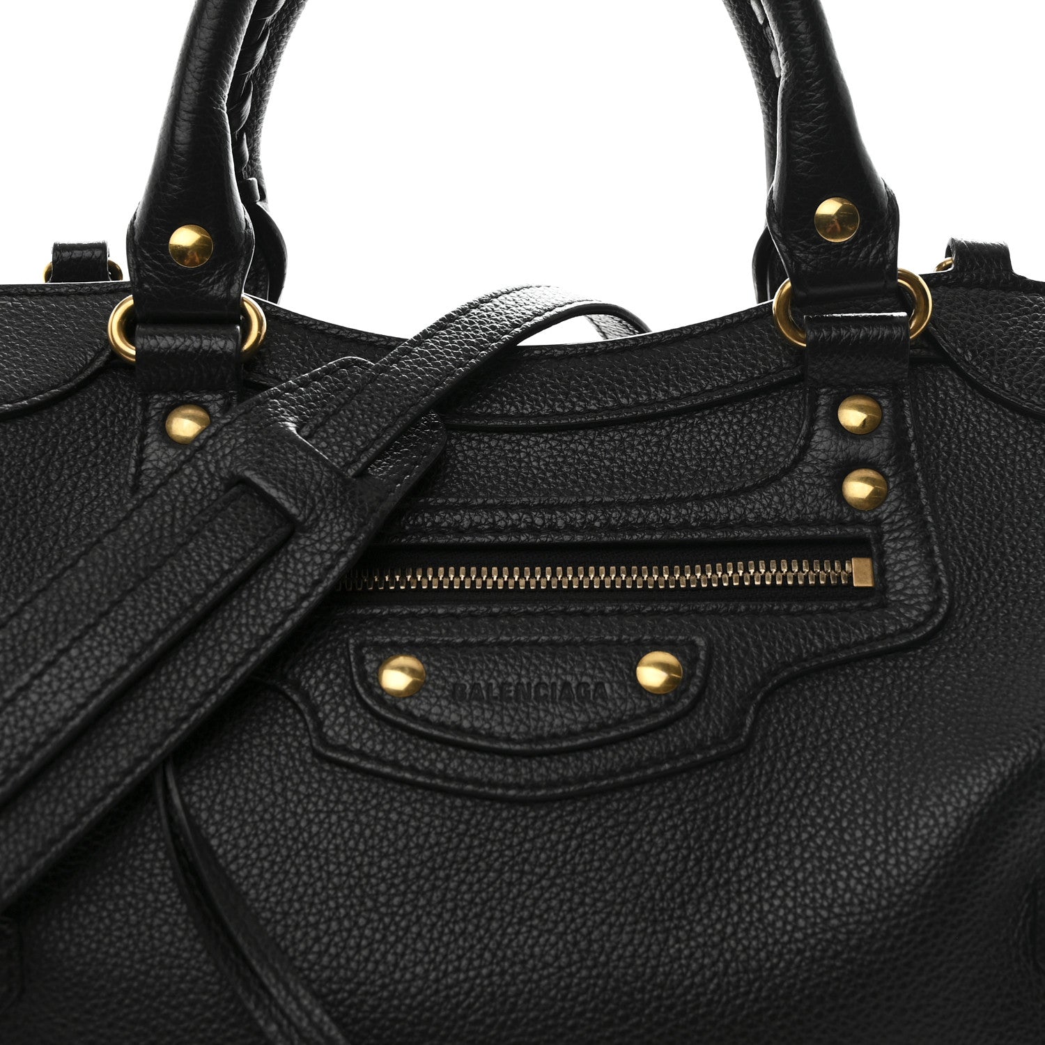 Balenciaga Grained Calfskin Neo Classic Gold Hardware S City Black Black 8 of 10
