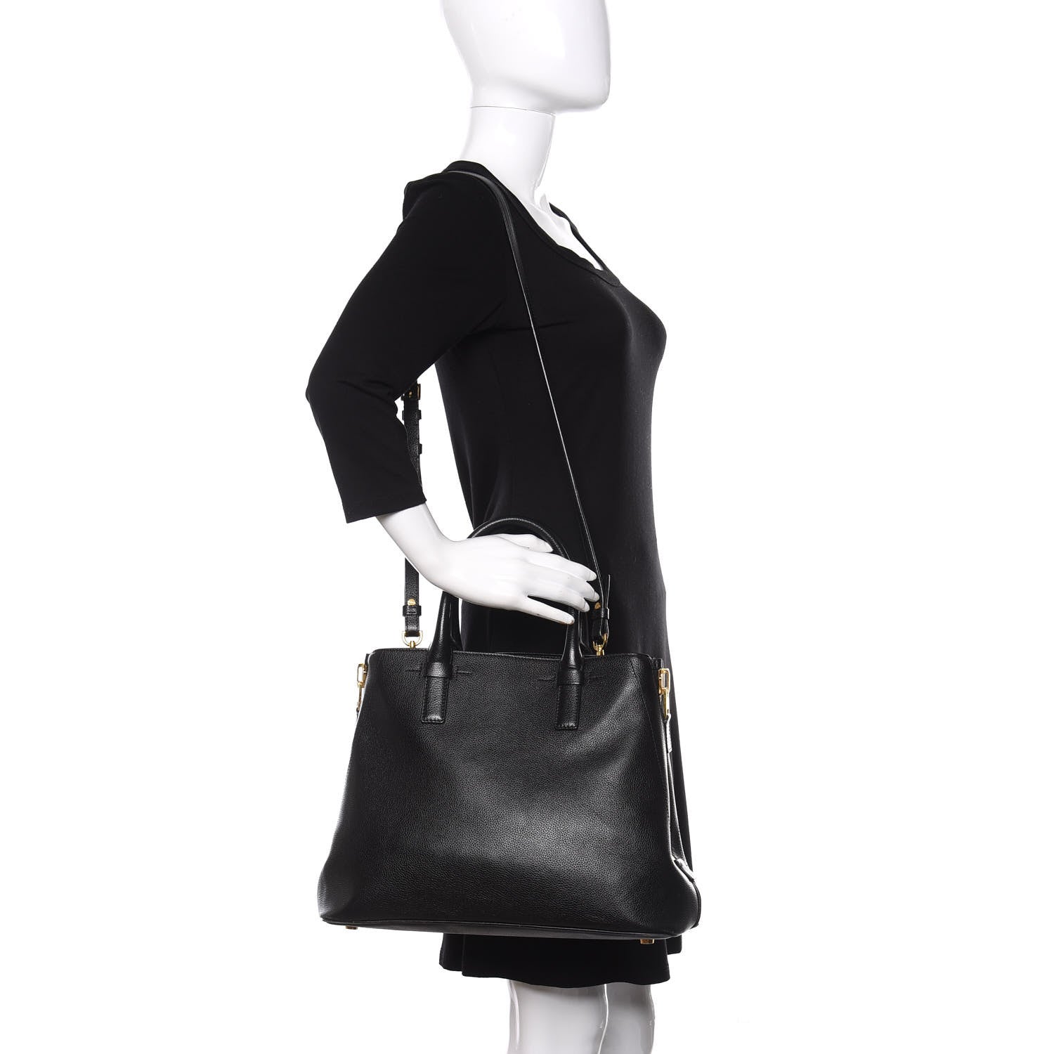 Tom Ford Pebbled Calfskin Medium Jennifer Zip Tote Black 2 of 10