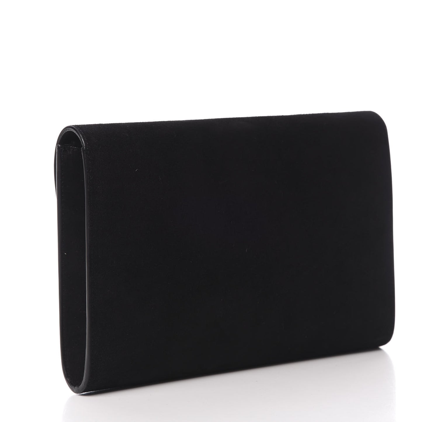 Suede Envelope Flat Clutch Black