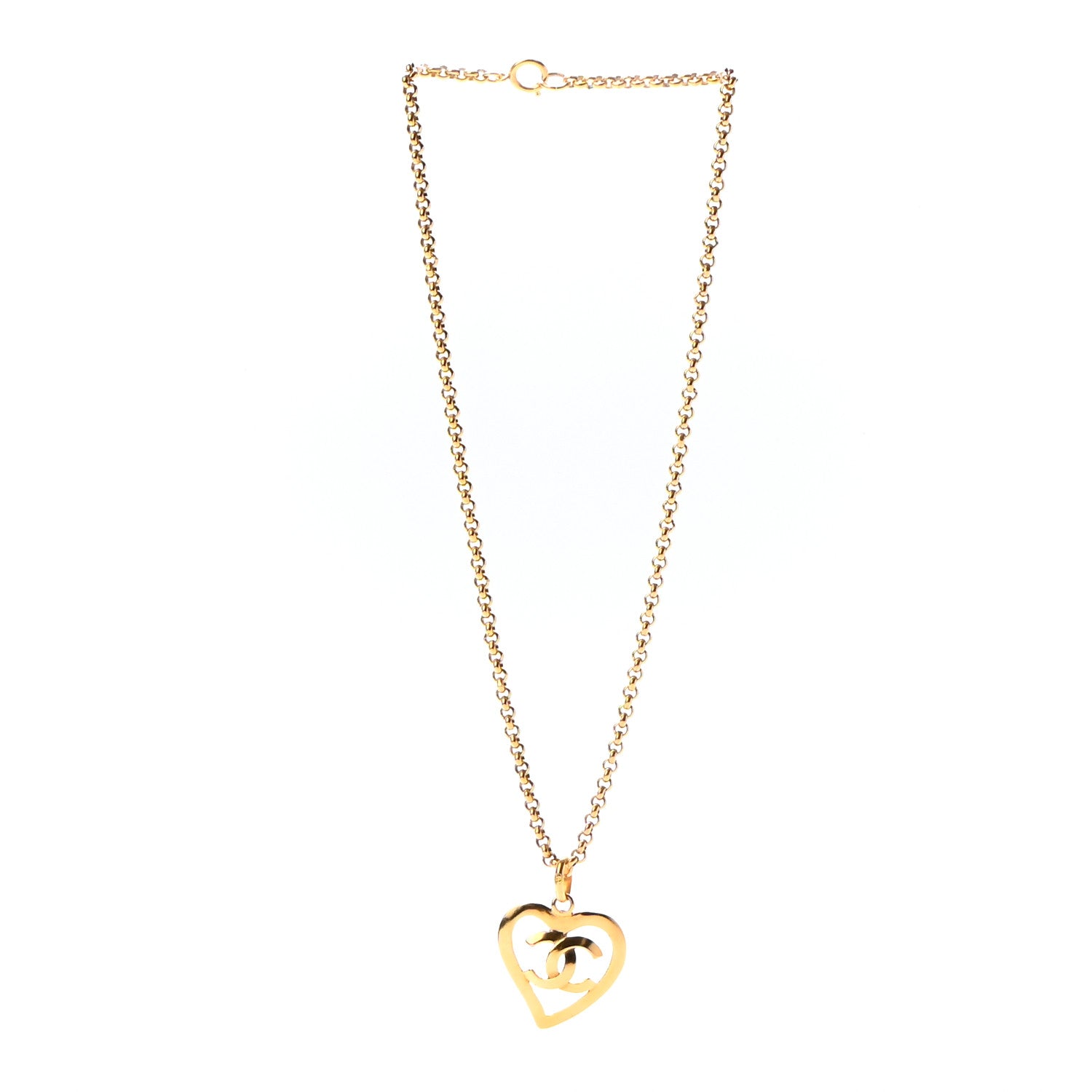 Chanel CC Heart Chain Pendant Necklace Gold 3 of 5