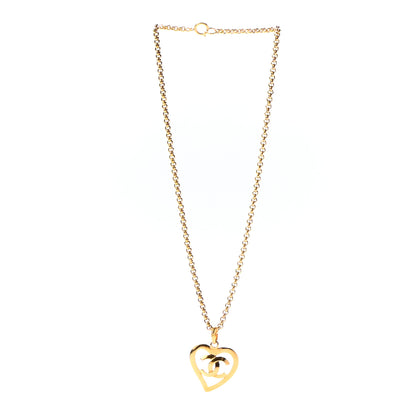 Chanel CC Heart Chain Pendant Necklace Gold 3 of 5