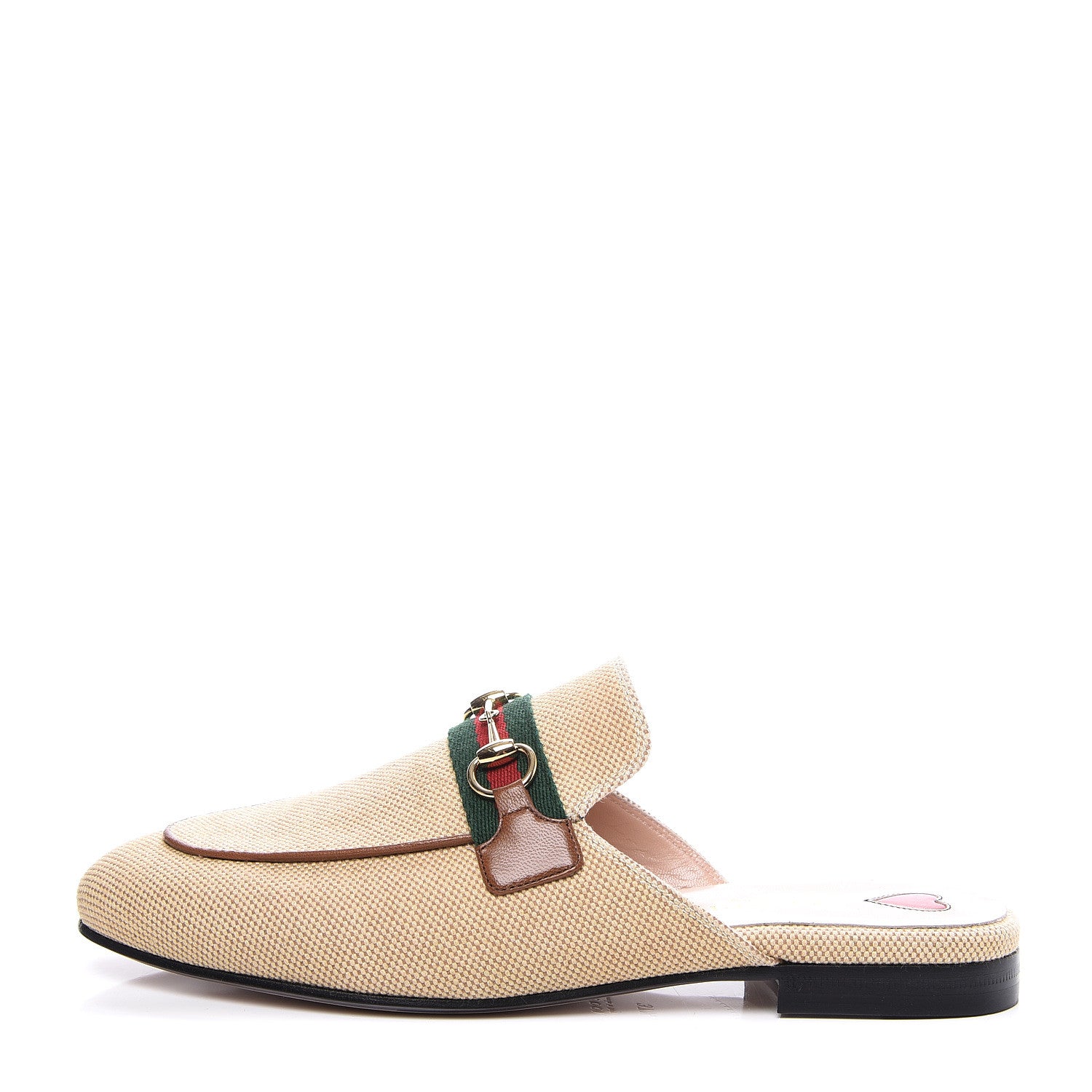 Gucci Canvas Vintage Charlotte Web Princetown Slippers 37.5 Sand Cuir 1 of 9