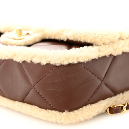 Chanel Shearling Lambskin Quilted Furry Coco Flap Beige Dark Brown 19 of 21
