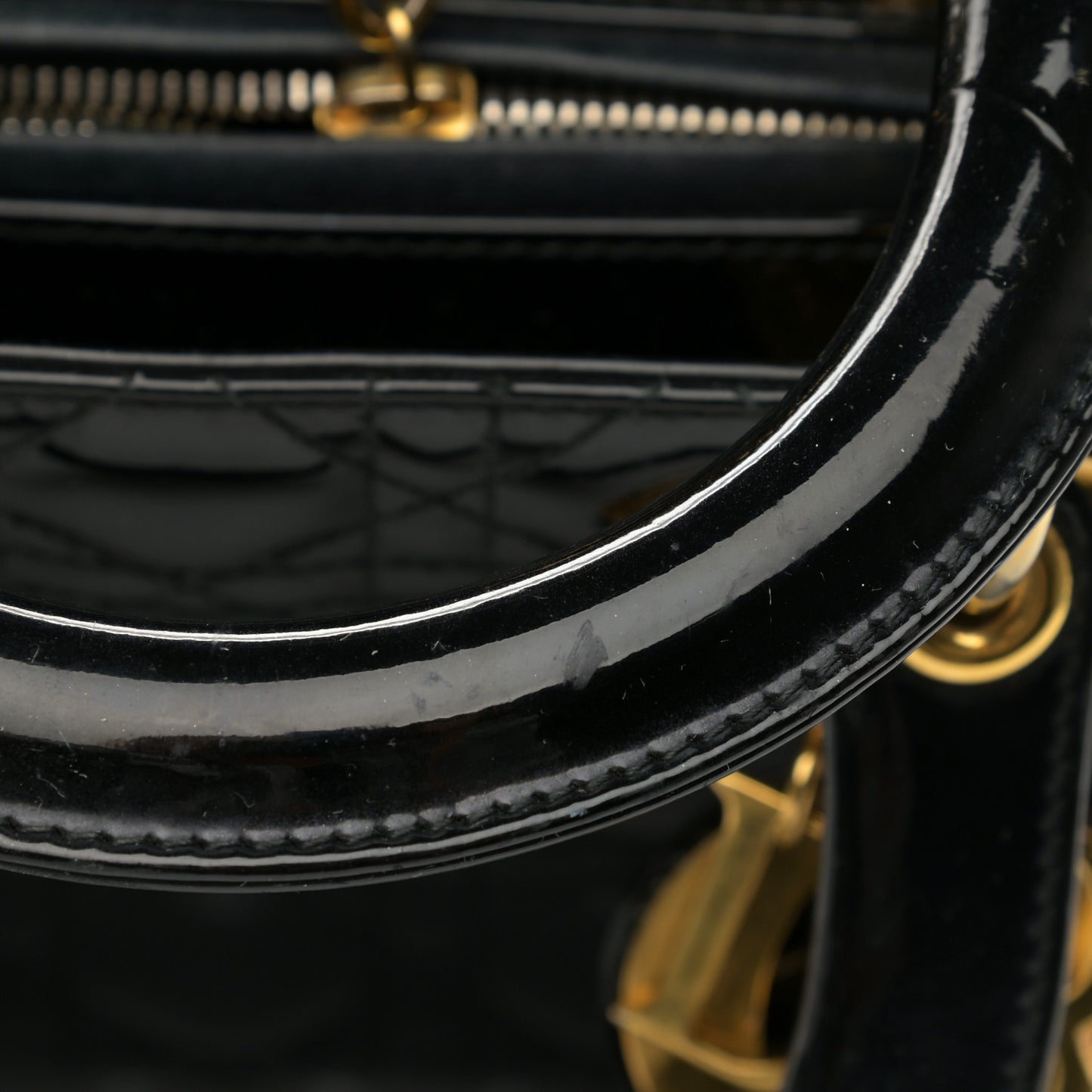 Patent Cannage Medium Lady Dior Black