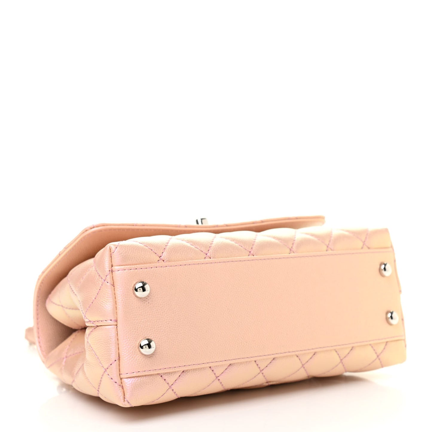 Iridescent Caviar Quilted Mini Coco Handle Flap Pink