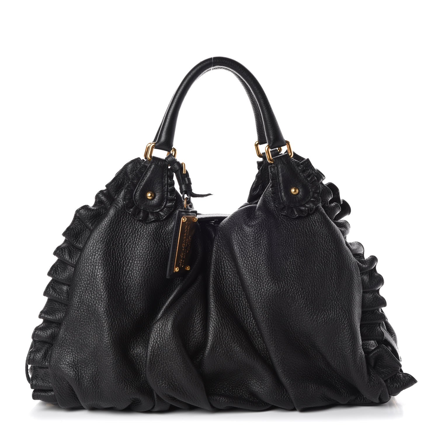 Dolce & Gabbana Calfskin Ruffled Miss Rouche Tote Black 1 of 8