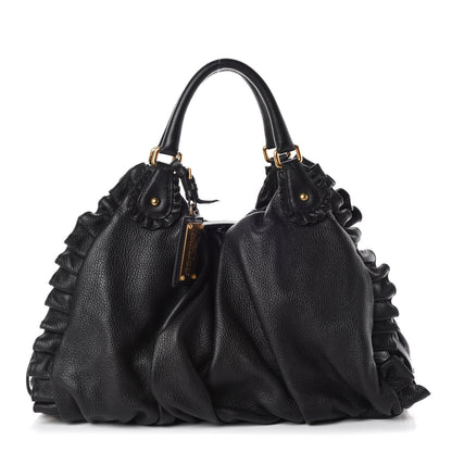 Dolce & Gabbana Calfskin Ruffled Miss Rouche Tote Black 1 of 8