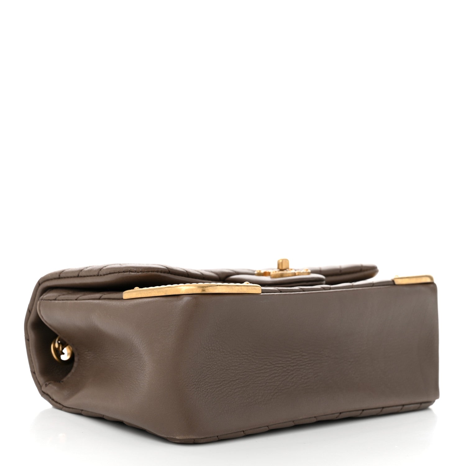 Chanel Calfskin Chevron Quilted Mini Rock The Corner Flap Brown 4 of 11