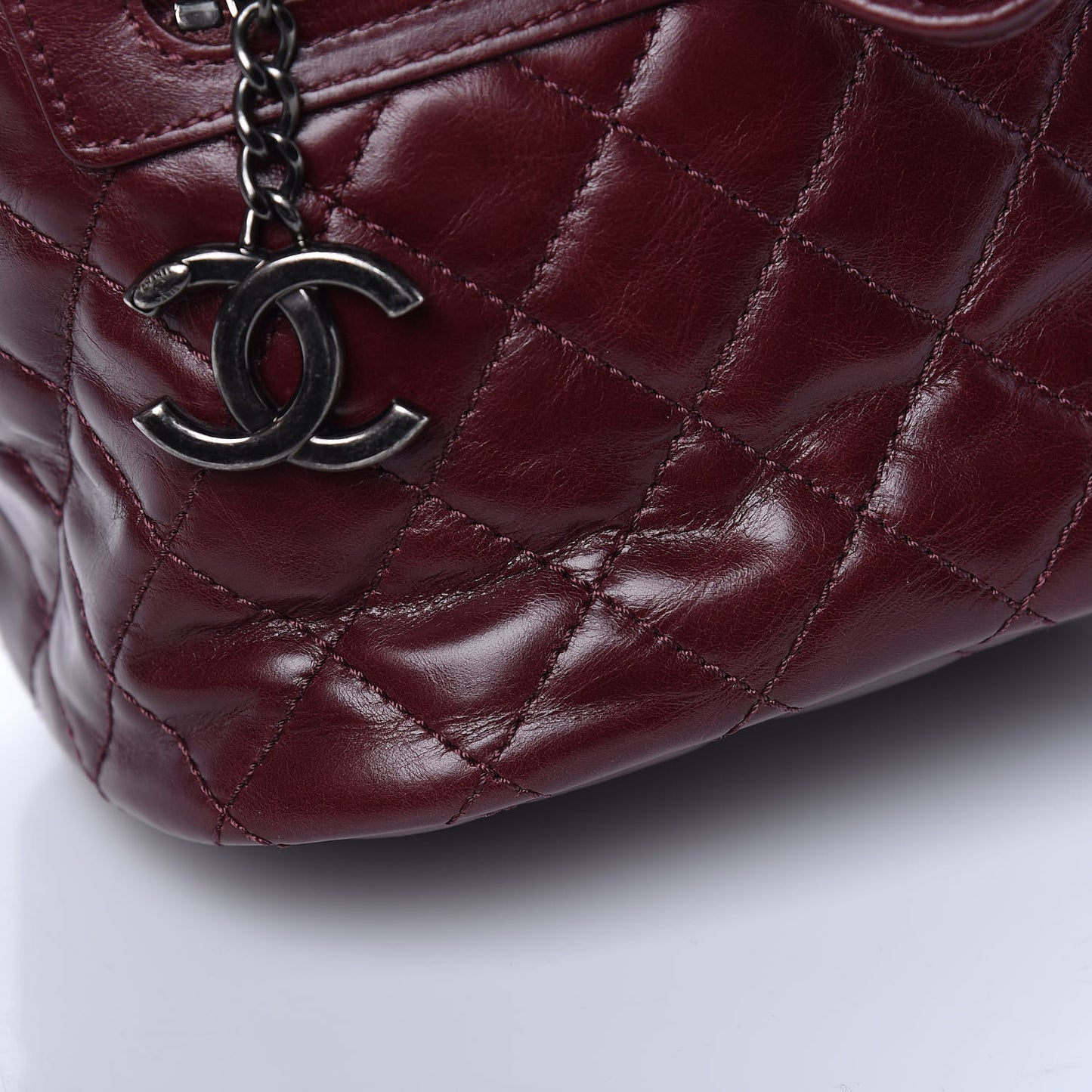 Glazed Calfskin Quilted Small Salzburg Backpack Burgundy