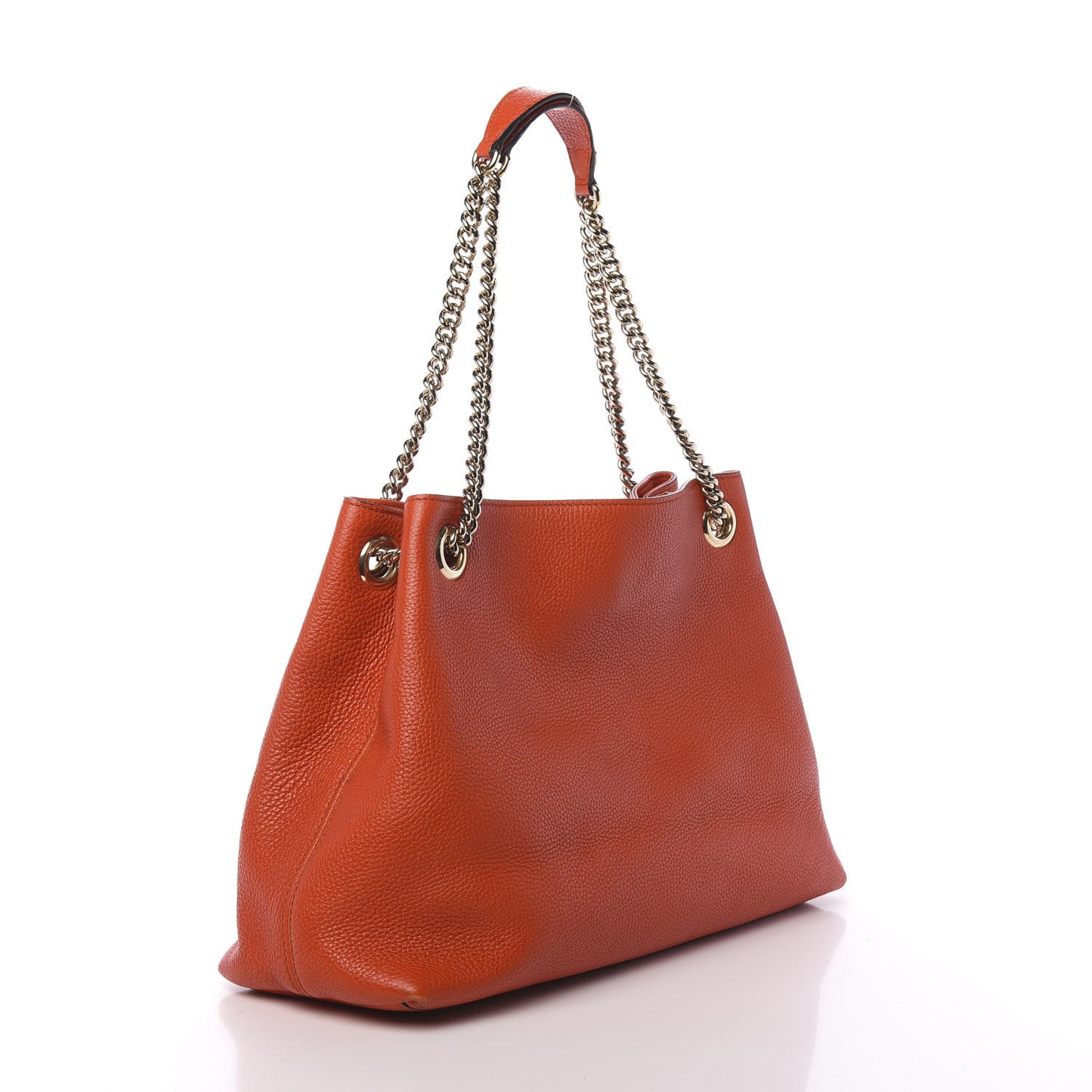 Pebbled Calfskin Medium Soho Chain Shoulder Bag Sun Orange