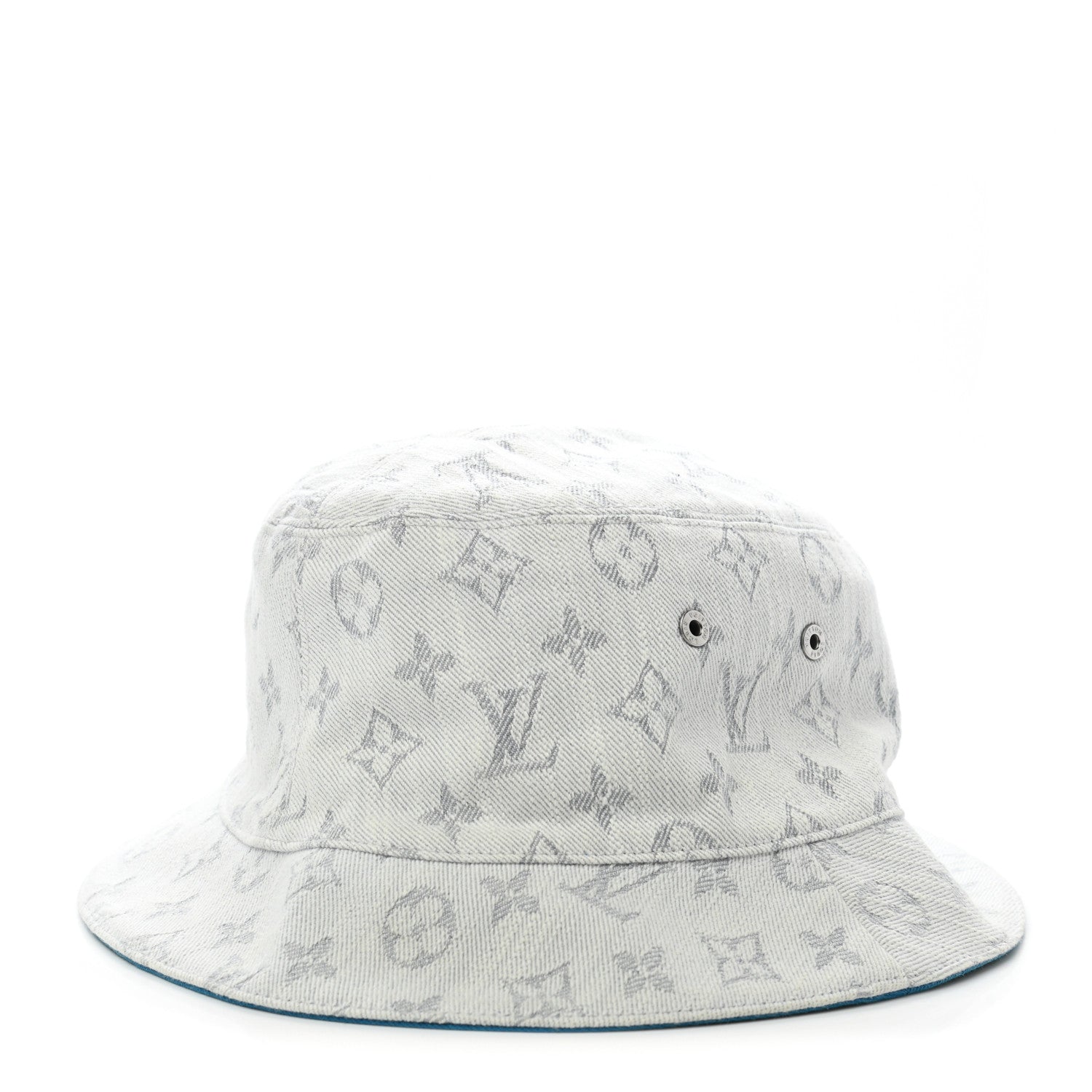 Louis Vuitton Monogram Denim Transformable Bob Bucket Hat 60 White Blue 1 of 9