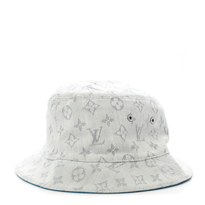 Louis Vuitton Monogram Denim Transformable Bob Bucket Hat 60 White Blue 1 of 9
