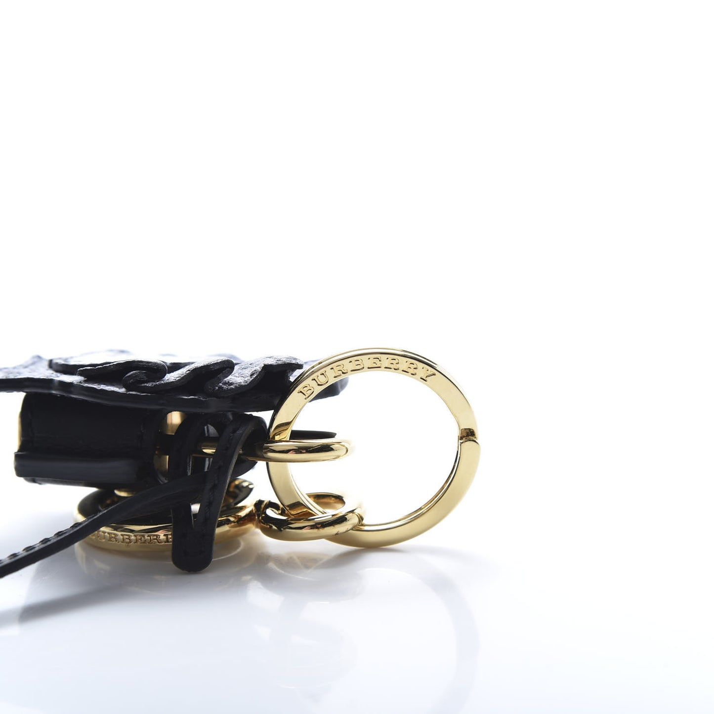Calfskin Pallas Helmet Key Charm with Padlock Black White