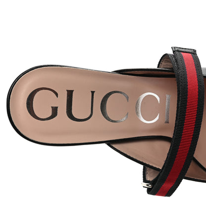 Gucci Malaga Kid Sylvie Web Cross Strap Mid-Heel Slides 36.5 Black 7 of 9