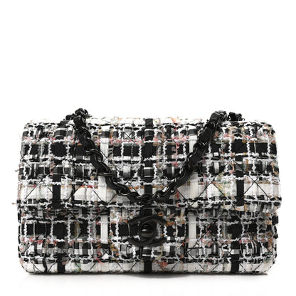 Chanel Tweed Quilted Mini Rectangular Flap White Black Multicolor 1 of 9
