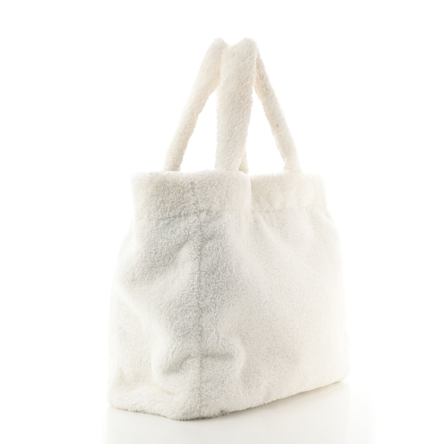 Terry Cloth Tote Bag White Black